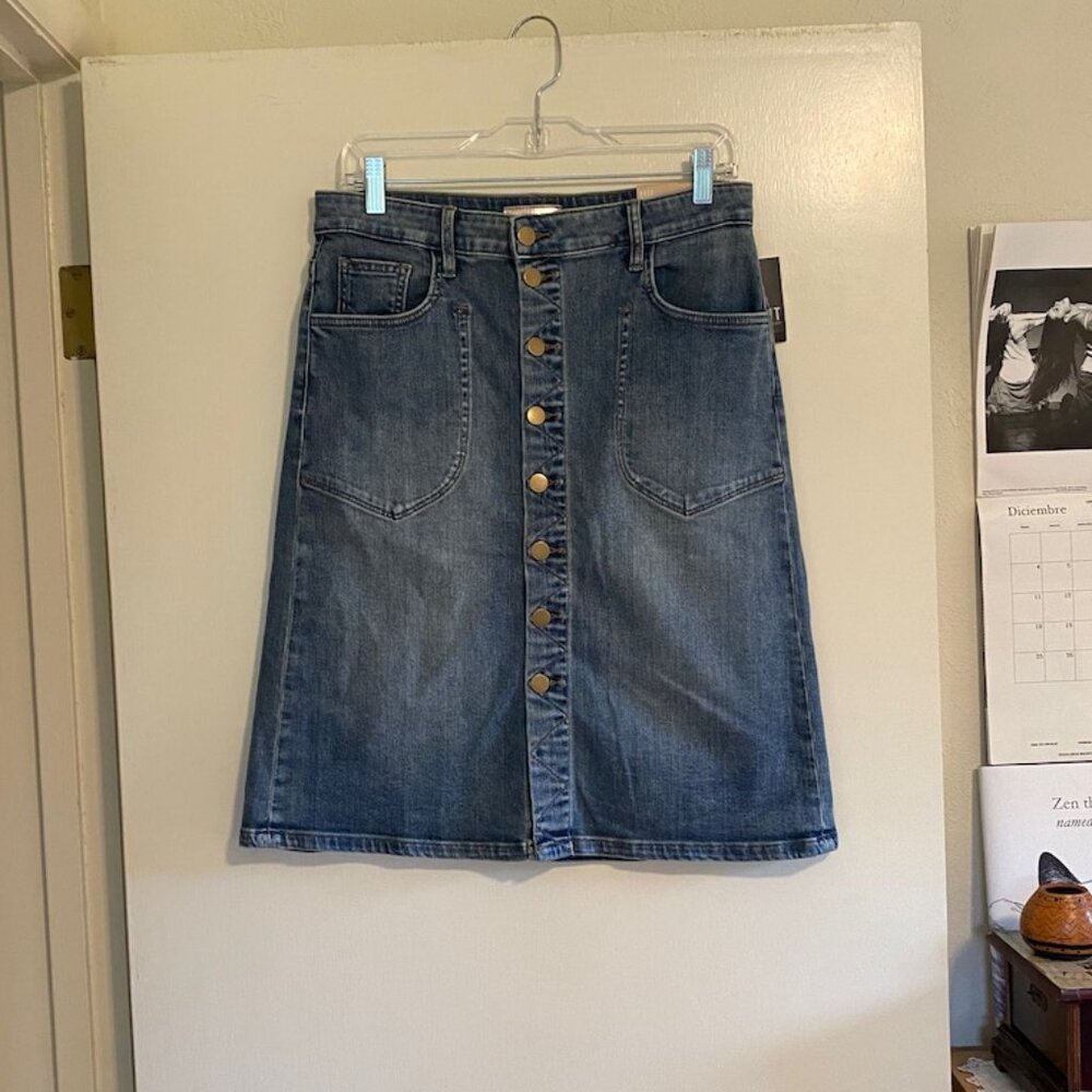 Kut From The Kloth Denim "Rose" Button Up Front Skirt, Women's Size 6